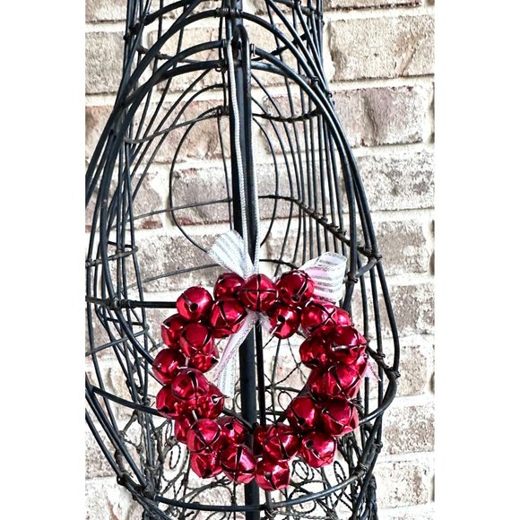 Vintage 90's Jingle Bells Ornament Red Christmas Hand Painted Metal New … - Picture 10 of 12